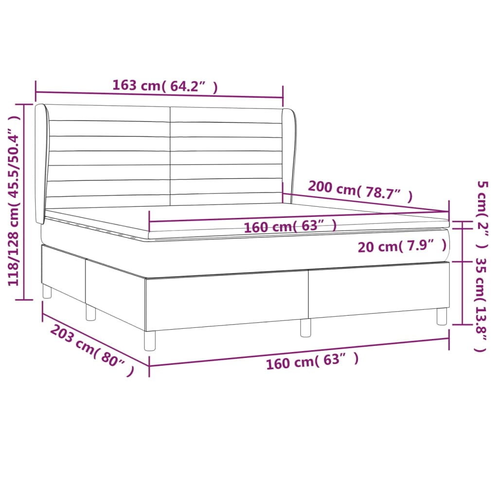 Pat box spring cu saltea, gri închis, 160x200 cm, catifea GartenMobel Dekor