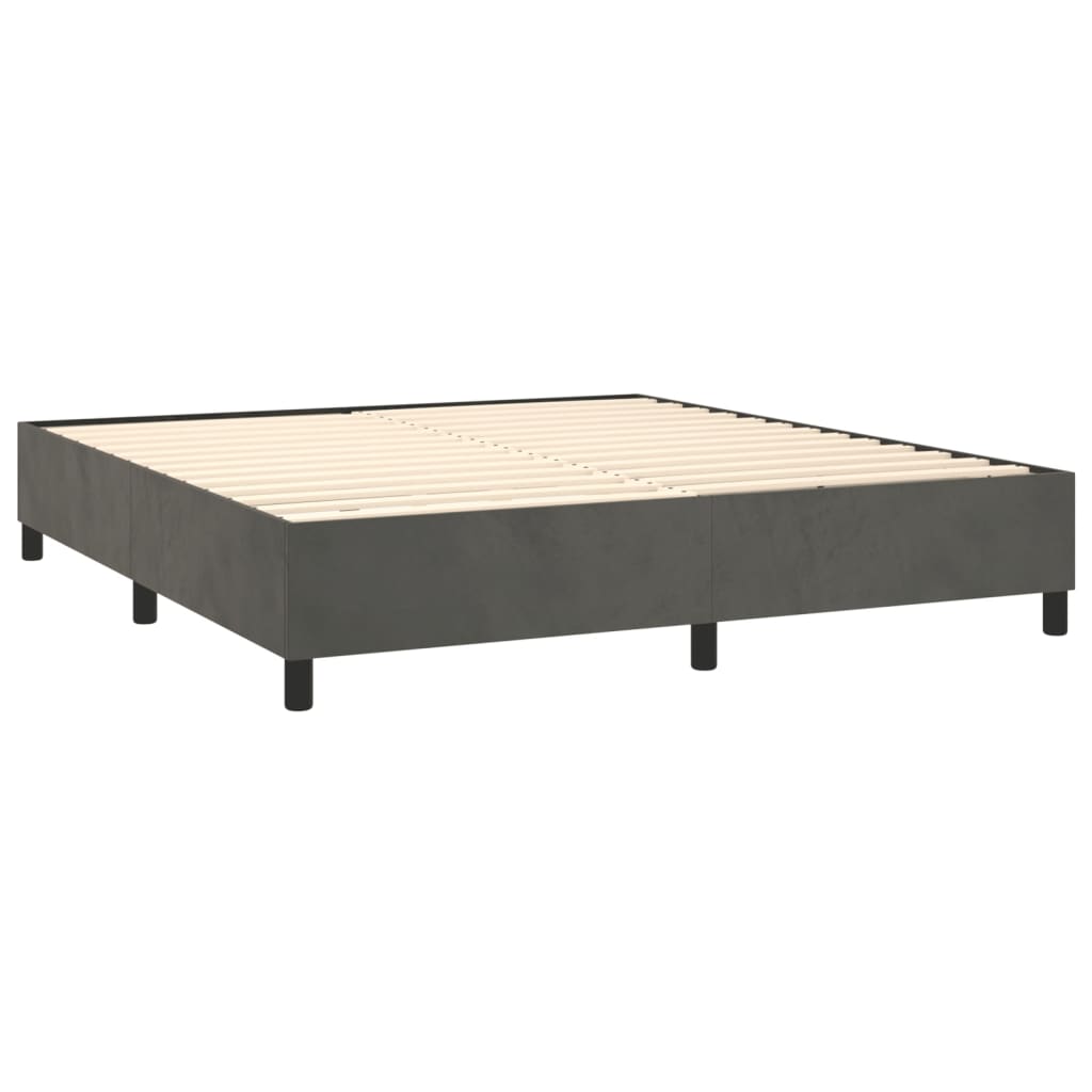 Pat box spring cu saltea, gri închis, 160x200 cm, catifea GartenMobel Dekor