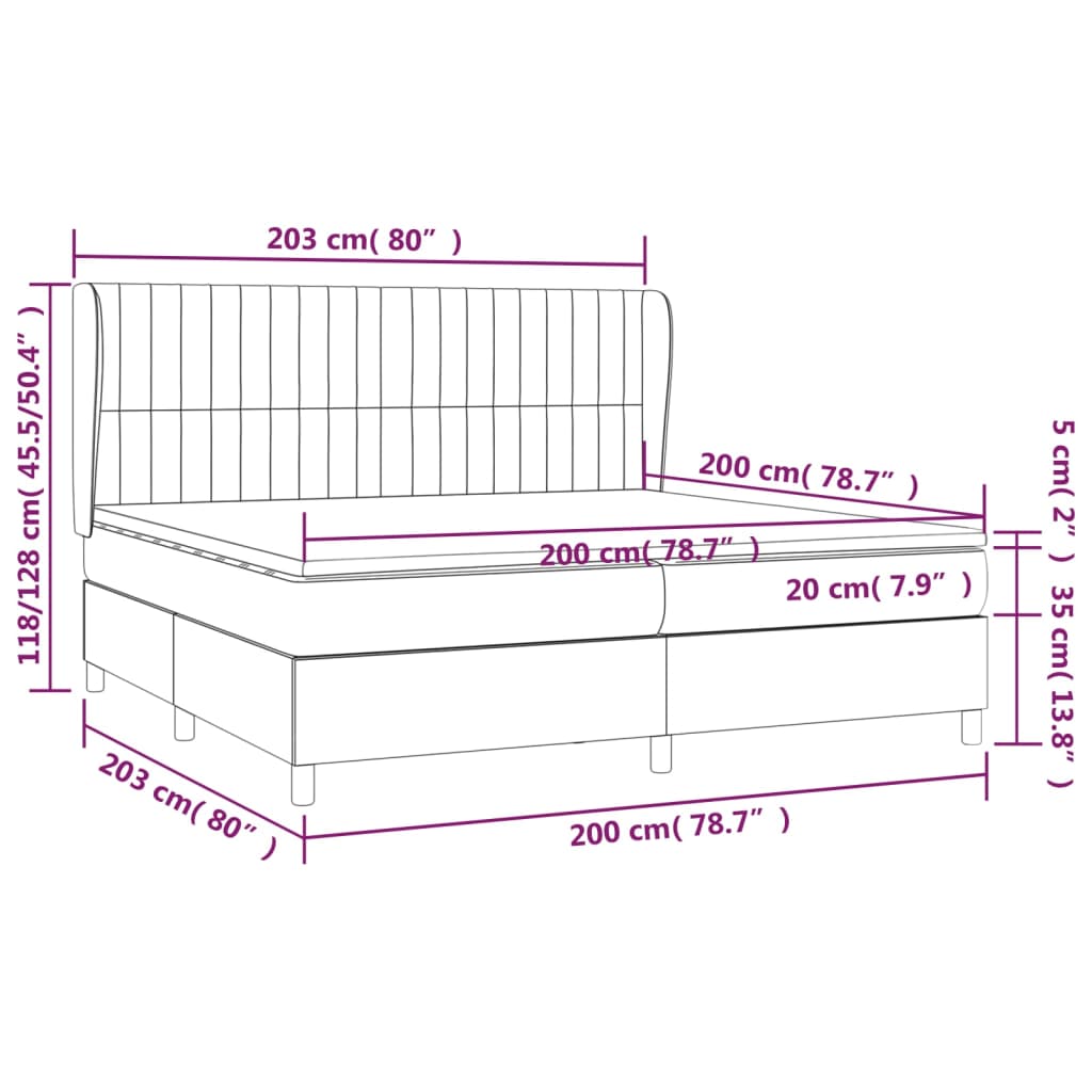 Pat box spring cu saltea, negru, 200x200 cm, catifea GartenMobel Dekor