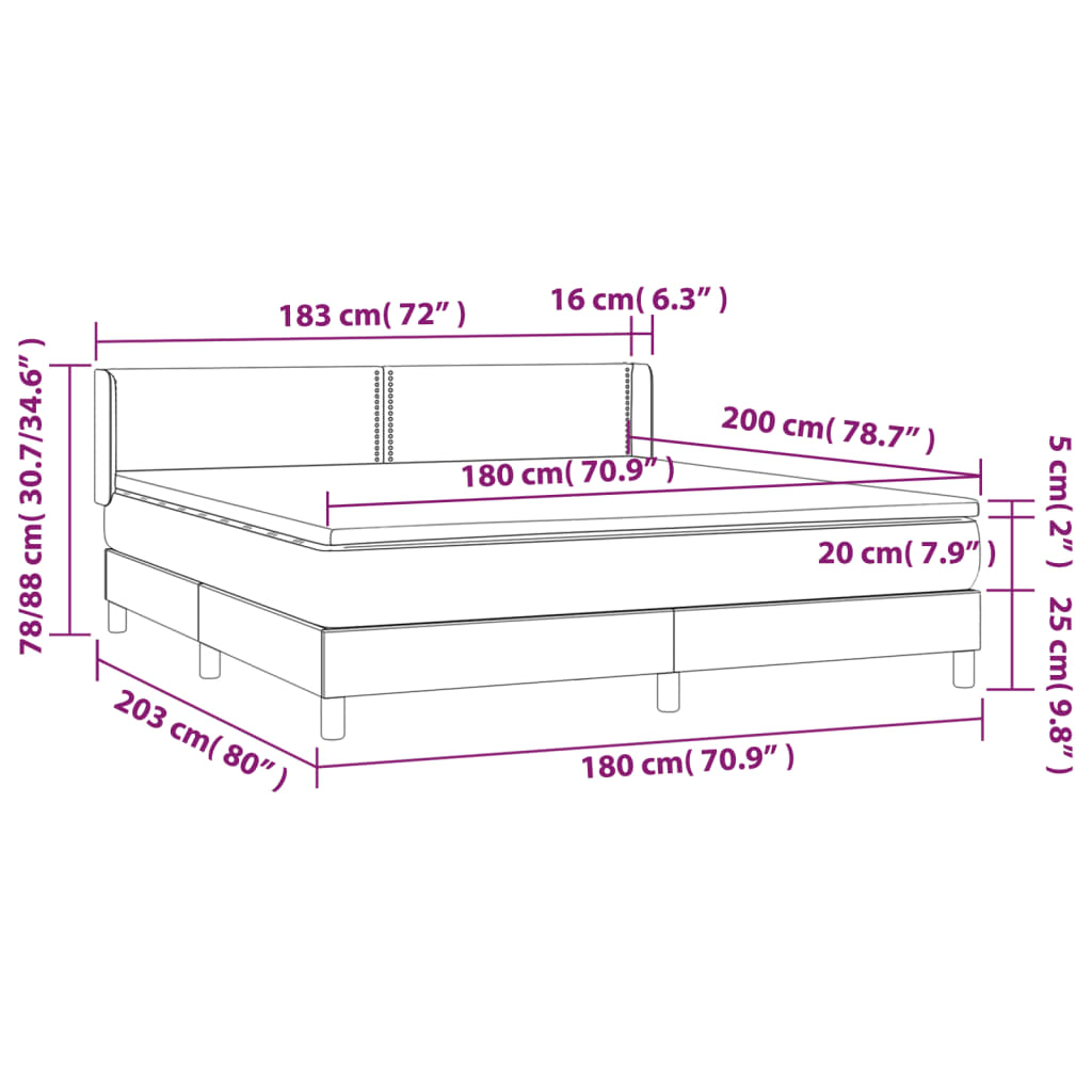 Pat box spring cu saltea, negru, 180x200 cm, piele ecologică GartenMobel Dekor