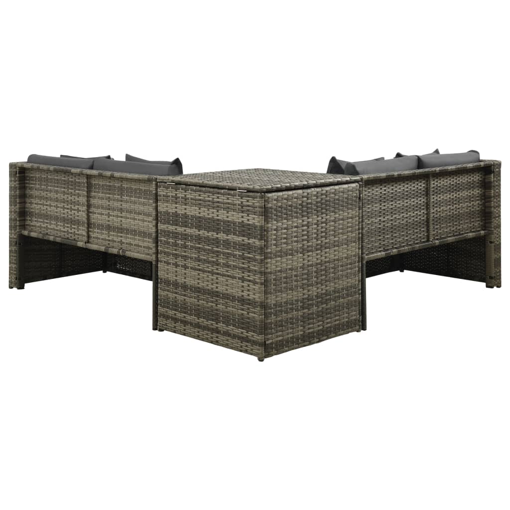 Set mobilier de grădină cu perne, 4 piese, poliratan, gri GartenMobel Dekor