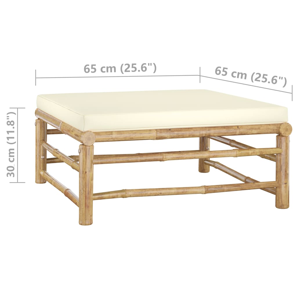 Set mobilier de grădină, cu perne alb crem, 3 piese, bambus GartenMobel Dekor