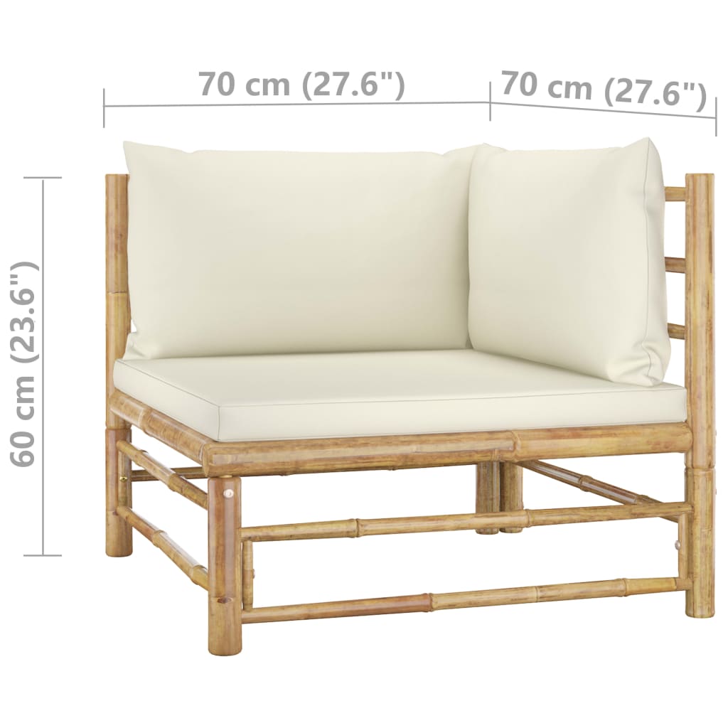 Set mobilier de grădină cu perne alb crem, 2 piese, bambus GartenMobel Dekor