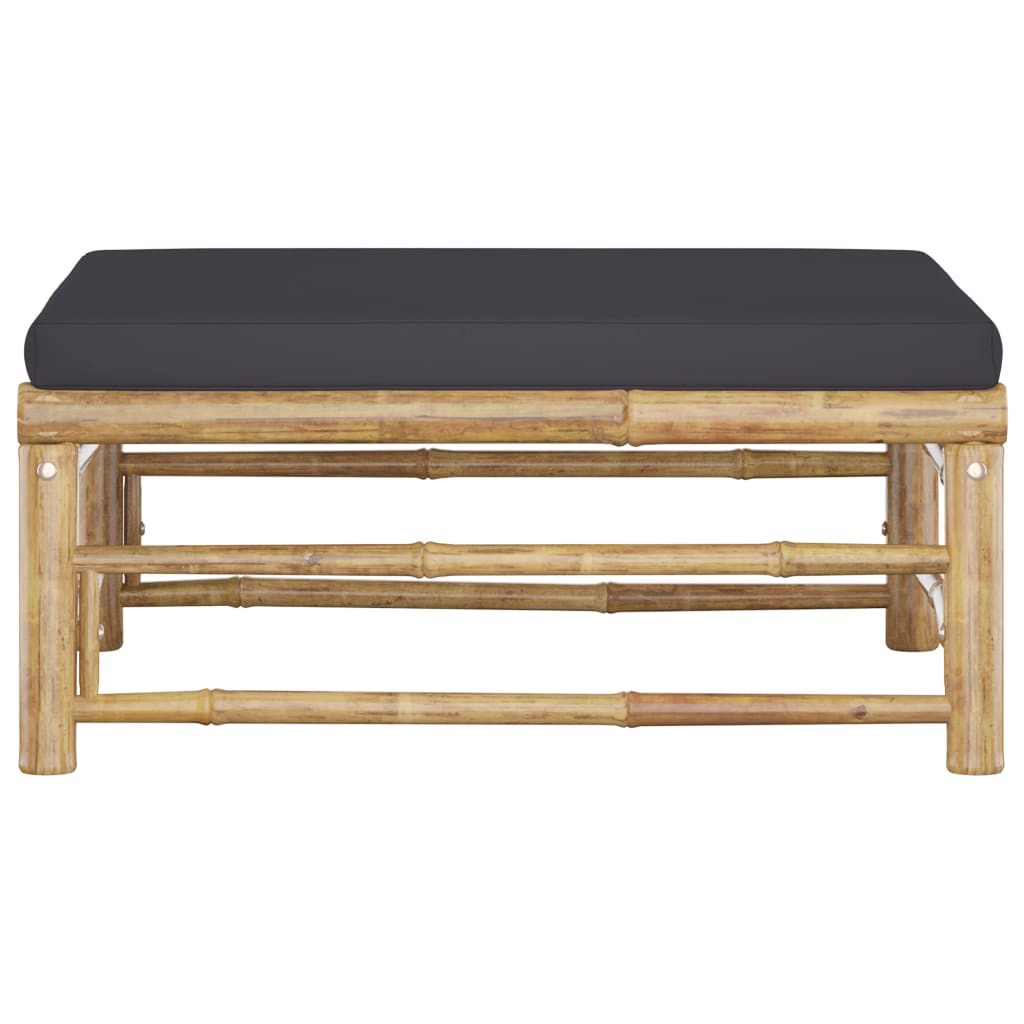 Taburet de grădină cu pernă gri închis, bambus GartenMobel Dekor