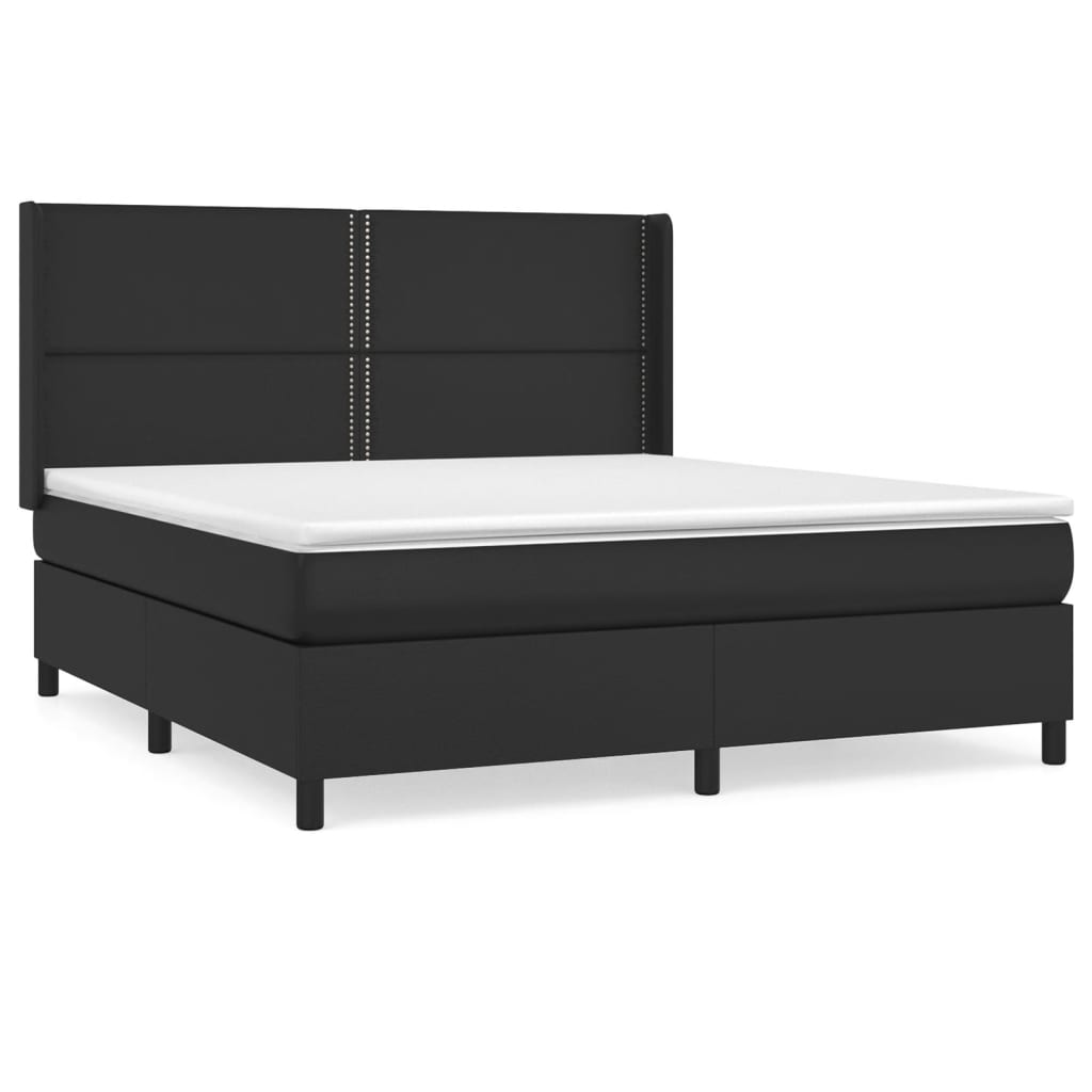 Pat box spring cu saltea, negru, 180x200 cm, piele ecologică GartenMobel Dekor