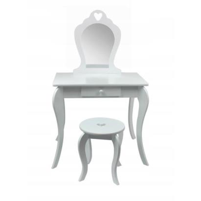 Masa de toaleta, machiaj, pentru copii, alba, cu oglinda si taburet, 71x50x108 cm GartenVIP DiyLine