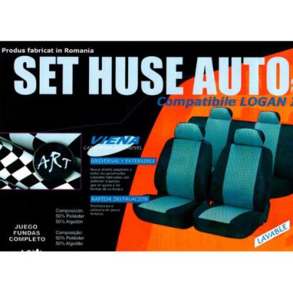 Huse auto compatibile Logan III ACCES si ESENTIAL 2020-> hexagon cu gaurele negru/cusatura rosie Automotive TrustedCars
