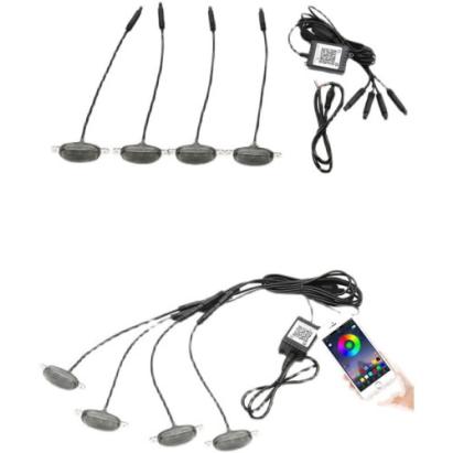 Set 4 lampi cu LED RGB grila masca control prin aplicatie telefon ,diverse jocuri de lumini sau lumina continua. Cod: W14552-1-12V Automotive TrustedCars