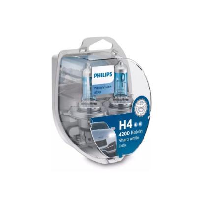 Set 2 Becuri auto Philips H4 White Vision Ultra, 12V, 55W Cod:35490428 Automotive TrustedCars