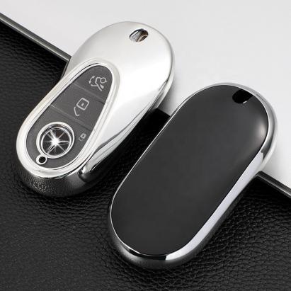 Husa Cheie Smartkey Mercedes Benz 3 Butoane Gri TPU+PC S Class W223 2020 2021 AutoProtect KeyCars