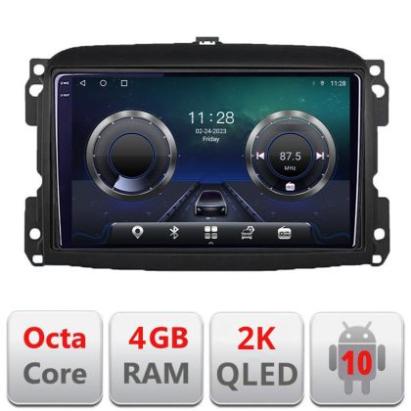 Navigatie Fiat 500 2015-2021 Android Octa Core Ecran 2K QLED GPS 4G 4+32GB 360 KIT-500new+EDT-E410-2K CarStore Technology