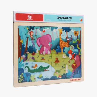 Puzzle din lemn - Animalute jucause PlayLearn Toys