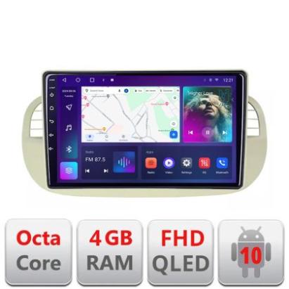 Navigatie Fiat 500 intre anii 2007-2015 Android Ecran QLED octa core 4+64 carplay android auto KIT-fiat500+EDT-E309V3 CarStore Technology