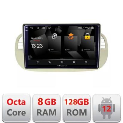 Navigatie Fiat 500 intre anii 2007-2015 Android Octa Core Qualcomm 2K Qled 8+128 DTS DSP 360 4G Optical CarStore Technology