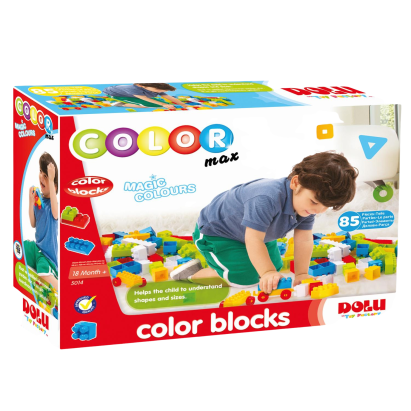 Cuburi colorate de construit - 85 piese PlayLearn Toys