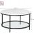 Masa de cafea, Artool, cu raft depozitare din sticla, rotunda, pal, otel, alb si negru, 80x45.5 cm GartenVIP DiyLine