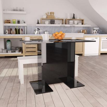 Masă de bucătărie, negru lucios, 110 x 60 x 75 cm, PAL