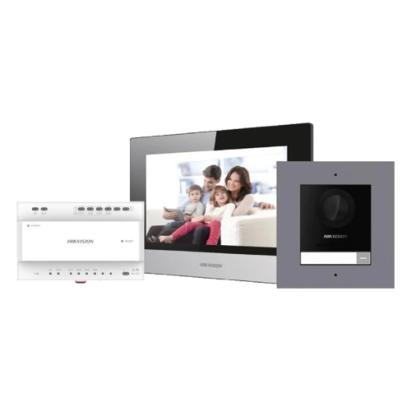 KIT  videointerfon 2 fire pentru 1 familie, monitor 7 inch, Alarma - Hikvision - DS-KIS702Y SafetyGuard Surveillance