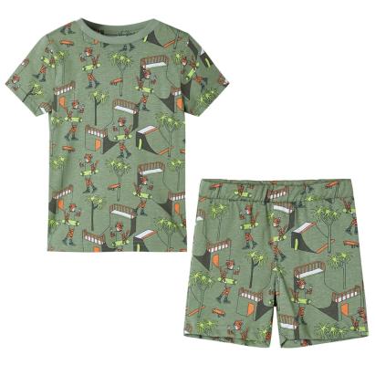 Pijamale copii mâneci scurte, kaki deschis 104 GartenMobel Dekor