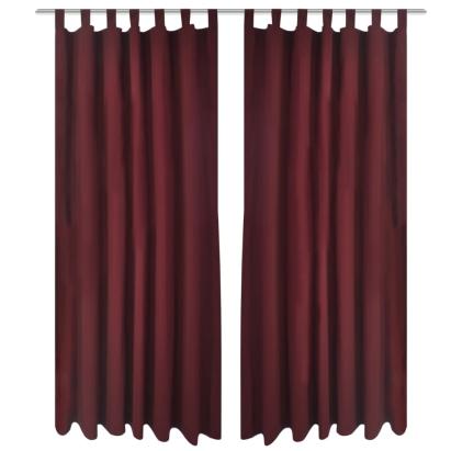 Draperii micro-satin cu bride, 140 x 225 cm, roșu bordo, 2 buc. GartenMobel Dekor