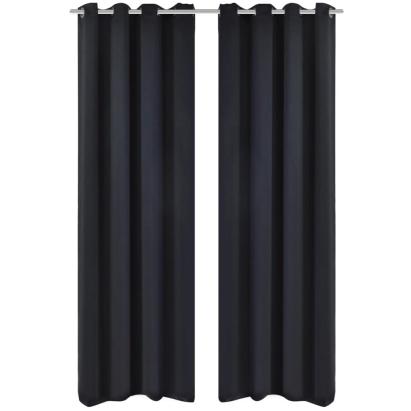 Draperii opace cu inele metalice, 2 buc., negru, 135 x 245 cm GartenMobel Dekor
