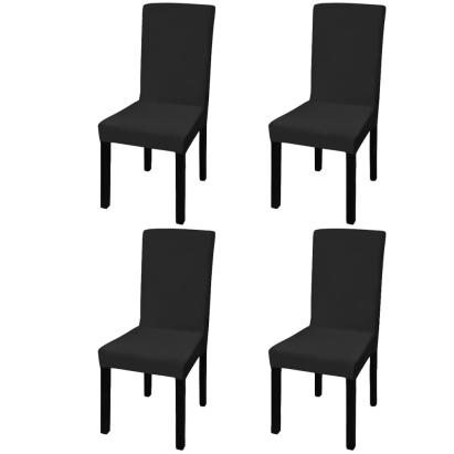 Huse de scaun elastice drepte, 4 buc., negru GartenMobel Dekor