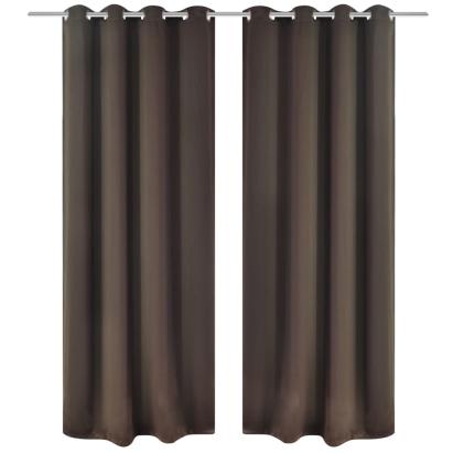 Draperii opace cu ocheți metalici, 2 buc, 135 x 175 cm, maro GartenMobel Dekor