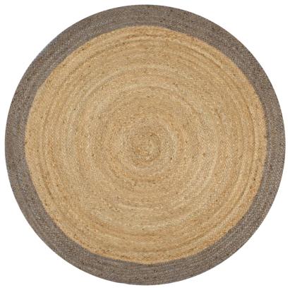 Covor manual cu margine gri, 120 cm, iută GartenMobel Dekor