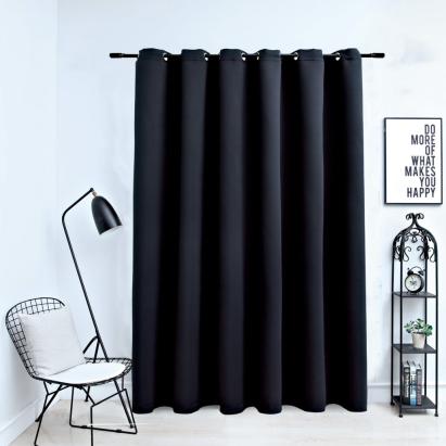Draperie opacă cu inele metalice, negru, 290 x 245 cm GartenMobel Dekor
