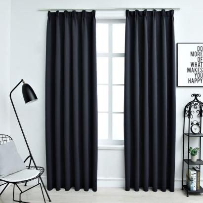 Draperii opace cu cârlige, 2 buc., antracit, 140 x 225 cm GartenMobel Dekor