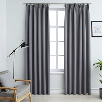 Draperii opace cu cârlige, 2 buc., gri, 140 x 225 cm GartenMobel Dekor