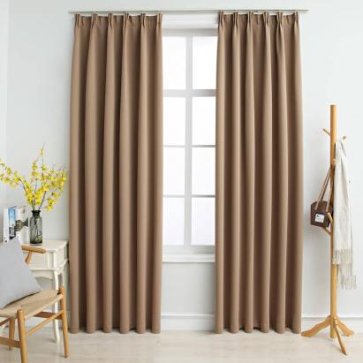 Draperii opace cu cârlige, 2 buc., gri taupe, 140 x 175 cm GartenMobel Dekor