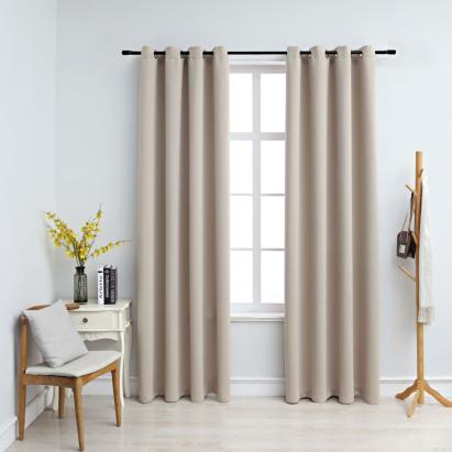 Draperii opace cu inele metalice, 2 buc., bej, 140 x 175 cm GartenMobel Dekor