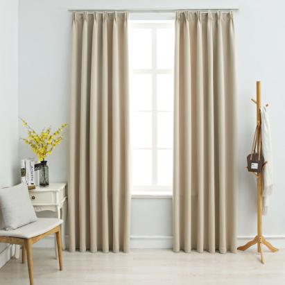 Draperii opace cu cârlige, 2 buc., bej, 140 x 175 cm GartenMobel Dekor