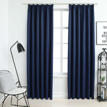 Draperii opace cu cârlige, 2 buc., albastru, 140 x 225 cm GartenMobel Dekor