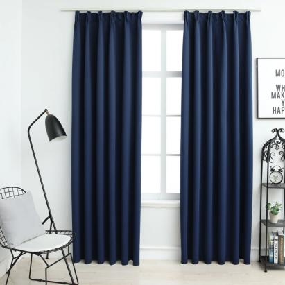 Draperii opace cu cârlige, 2 buc., albastru, 140 x 245 cm GartenMobel Dekor
