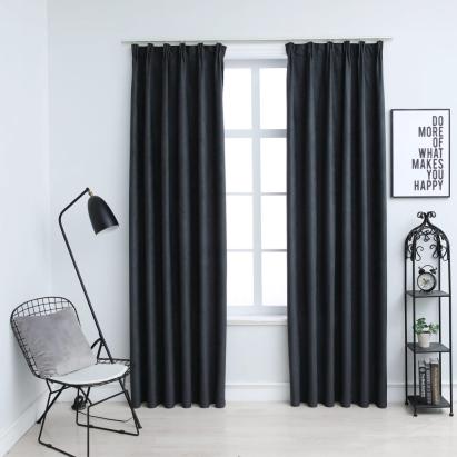Draperii opace cu cârlige, 2 buc., antracit, 140 x 245 cm GartenMobel Dekor