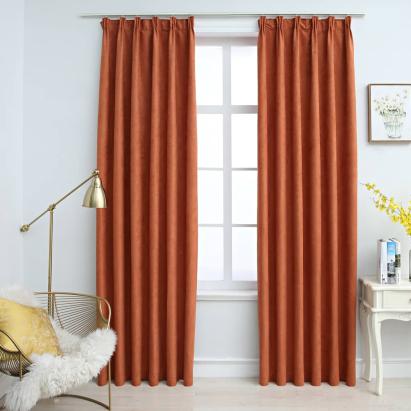 Draperii opace cu cârlige, 2 buc., ruginiu, 140 x 175 cm GartenMobel Dekor