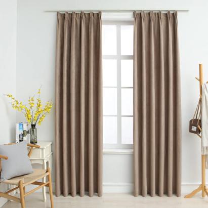 Draperii opace cu cârlige, 2 buc., gri taupe, 140 x 175 cm GartenMobel Dekor