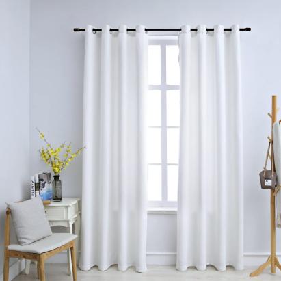 Draperii opace cu inele metalice, 2 buc., alb, 140 x 175 cm GartenMobel Dekor