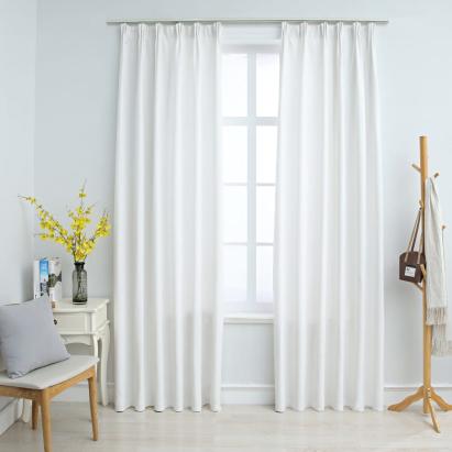 Draperii opace cu cârlige, 2 buc., alb ivoriu, 140 x 225 cm GartenMobel Dekor