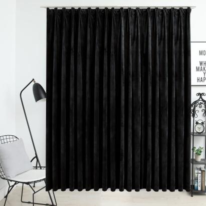 Draperie opacă, negru, 290 x 245 cm, catifea, cu cârlige GartenMobel Dekor