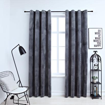 Draperii opace cu inele, 2 buc., antracit, 140x245 cm, catifea GartenMobel Dekor
