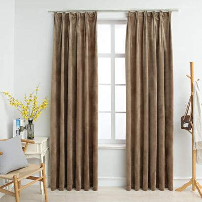 Draperii opace cu cârlige, 2 buc., bej, 140x245 cm, catifea GartenMobel Dekor