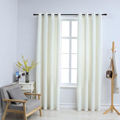 Draperii opace cu inele, 2 buc., crem, 140 x 245 cm, catifea GartenMobel Dekor
