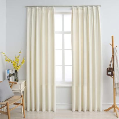 Draperii opace cu cârlige, 2 buc., crem, 140x225 cm, catifea GartenMobel Dekor