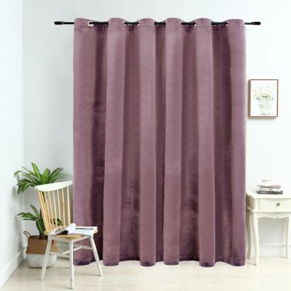 Draperie opacă roz antichizat 290x245 cm catifea inele metalice GartenMobel Dekor