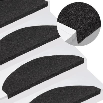 Covorașe scări autoadezive, 15 buc.,negru, 65x22,5x3,5 cm GartenMobel Dekor
