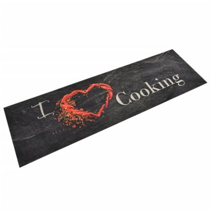 Covor de bucătărie lavabil Cooking, negru, 45x150 cm, catifea GartenMobel Dekor