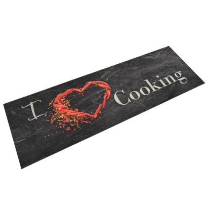Covor de bucătărie lavabil Cooking, negru, 60x180 cm, catifea GartenMobel Dekor